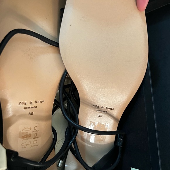 NWT rag & bone Cindy Tie Open Toe Wrap Sandals in Black Size 9/39 - Picture 8 of 16